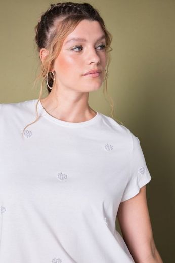 Plus size veliki brojevi Majica kratkih rukava s ukrasnim perlicama za punije