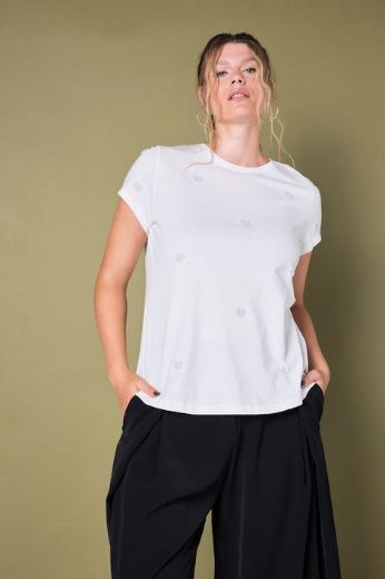 Plus size veliki brojevi Majica kratkih rukava s ukrasnim perlicama za punije