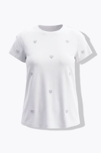 Plus size veliki brojevi Majica kratkih rukava s ukrasnim perlicama za punije