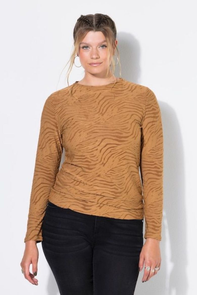 Plus size veliki brojevi Majica dugih rukava mrežasta zebra uzorka za punije