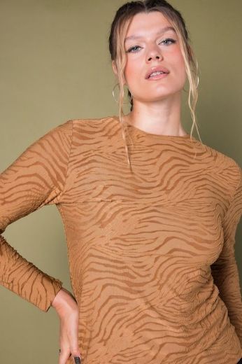 Plus size veliki brojevi Majica dugih rukava mrežasta zebra uzorka za punije