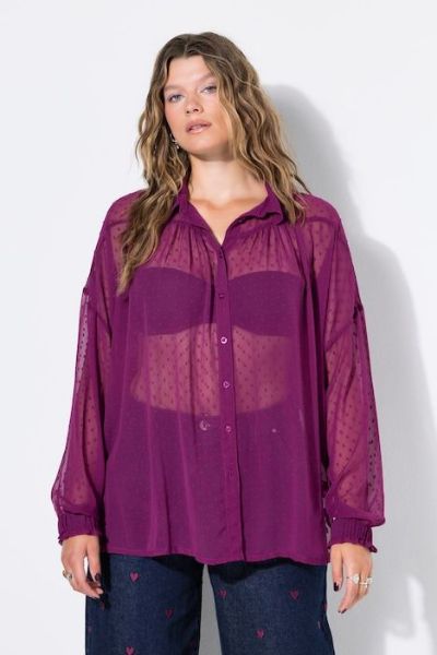 Veliki brojevi Bluza dugih rukava od prozirnog šifona moda za punije