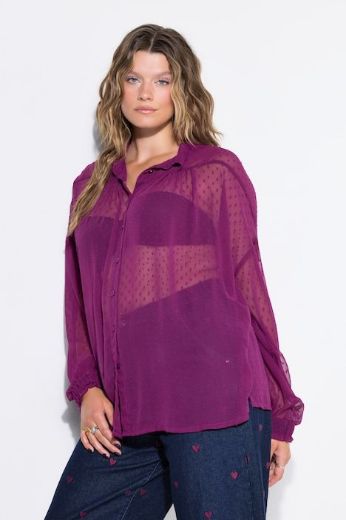 Plus size veliki brojevi Bluza dugih rukava od prozirnog šifona za punije
