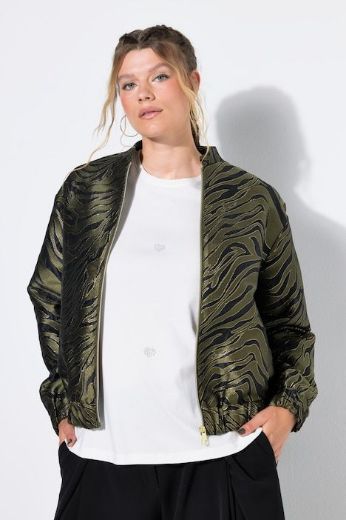 Plus size veliki brojevi Jakna lagana s patentnim zatvaračem zebra uzorka za punije