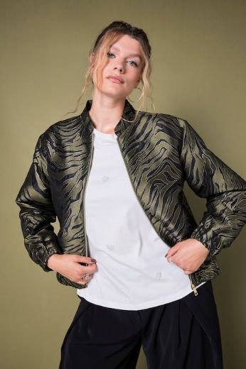 Plus size veliki brojevi Jakna lagana s patentnim zatvaračem zebra uzorka za punije