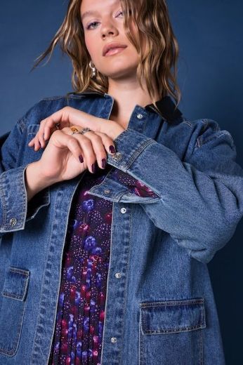 Plus size veliki brojevi Jakna od trapera šireg kroja za punije
