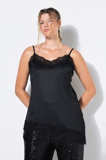 Plus size veliki brojevi Top satenski uskih naramenica s dodatkom čipke za punije