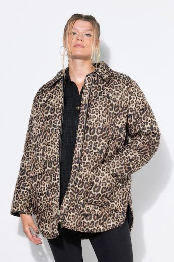 Plus size veliki brojevi Jakna prošivena dužeg kroja leopard uzorka za punije