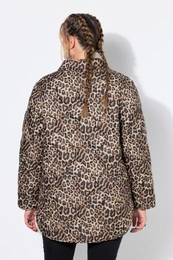 Plus size veliki brojevi Jakna prošivena dužeg kroja leopard uzorka za punije