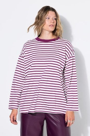 Plus size veliki brojevi Majica dugih rukava šireg kroja na pruge za punije
