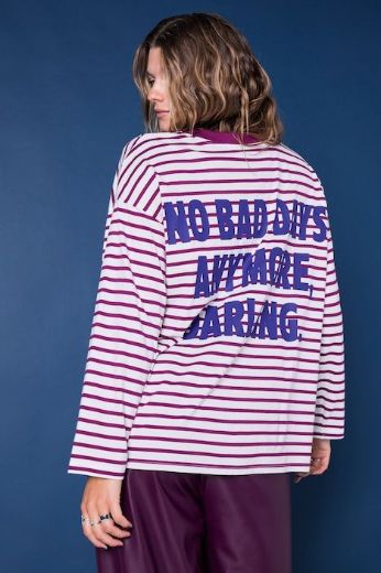 Plus size veliki brojevi Majica dugih rukava šireg kroja na pruge za punije