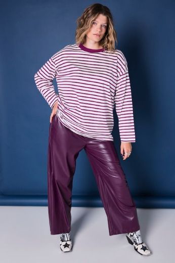 Plus size veliki brojevi Majica dugih rukava šireg kroja na pruge za punije