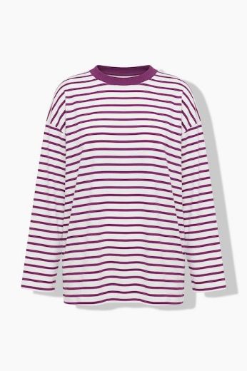 Plus size veliki brojevi Majica dugih rukava šireg kroja na pruge za punije