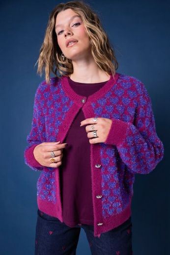 Plus size veliki brojevi Kardigan na kopčanje s uzorkom srca za punije
